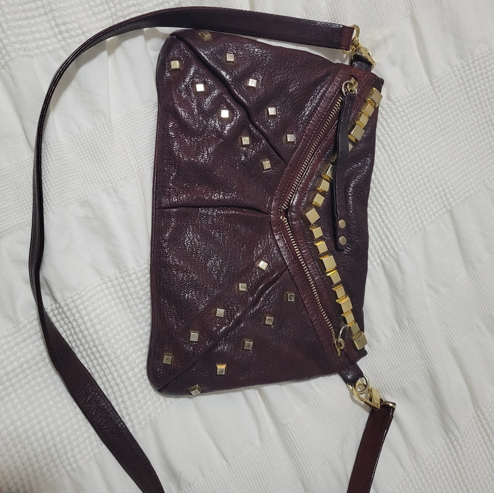 Botkier burgundy leather studded bag